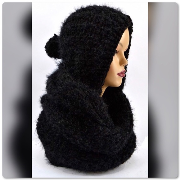 PGSwag Fashion Accessories - TWO Soft Fuzzy Pom Infinity Scarf Wrap w/Hood